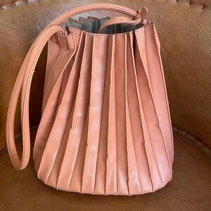 Salmon Pink Pleated Women's Purse